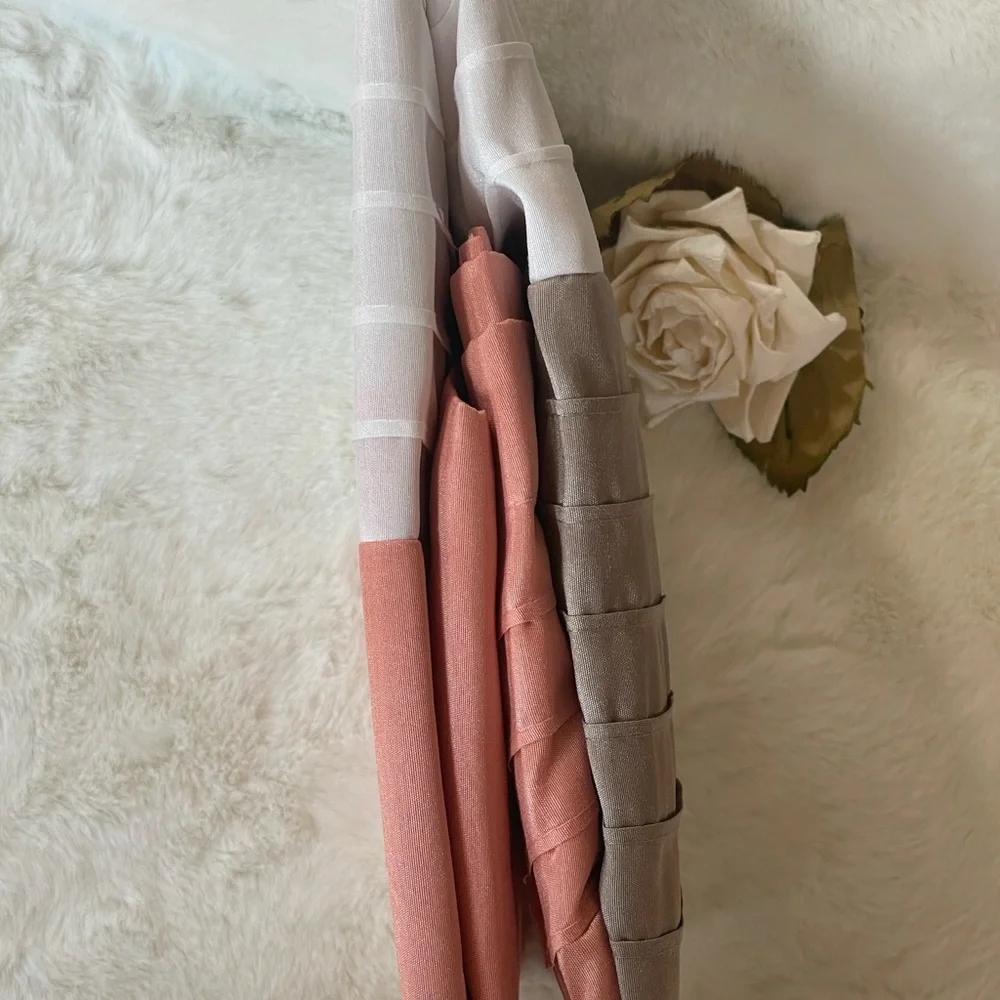 New w/tag MADISON PARK EASTRIDGE FAUX SILK SHOWER CURTAIN, 72”x72” Orange & Tan